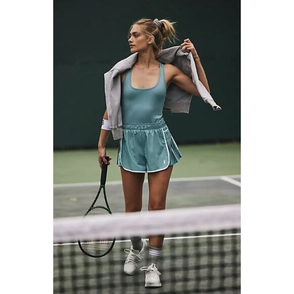 FREE PEOPLE Easy Tiger Shortsie in Eucalyptus/White Combo Size X-Small NWT - Picture 11 of 11